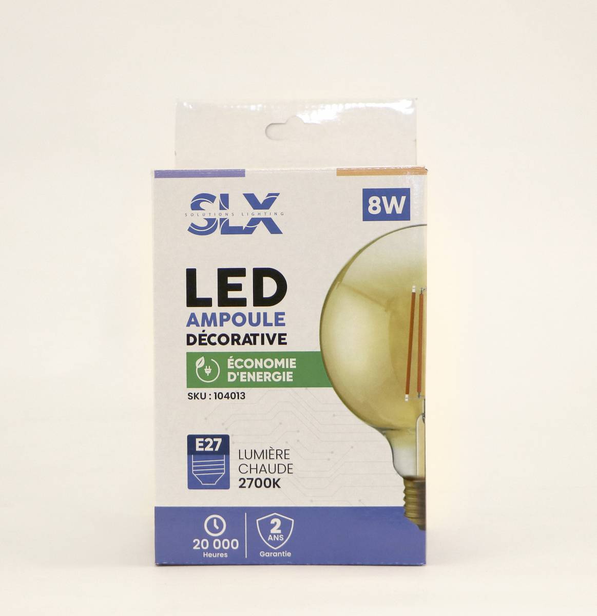 Ampoule en verre ambré 8W G125 E27 2700K - Livraison dans toute l'Afrique